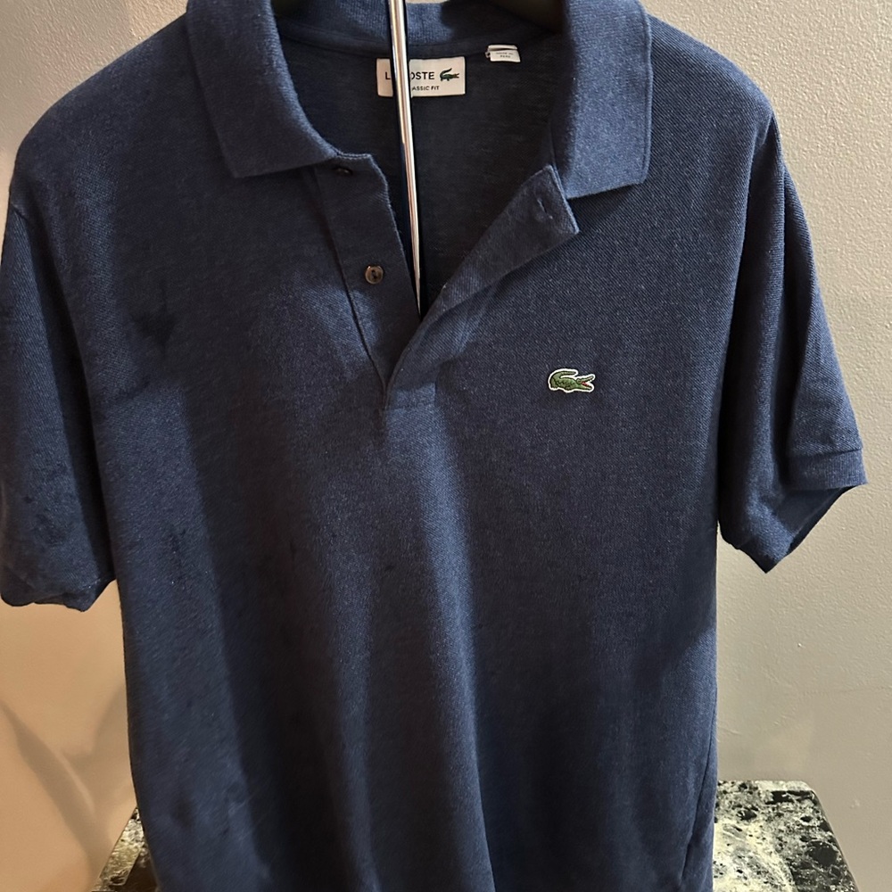 Lacoste Blue Polo Shirt Classic Design Short Sleeves
